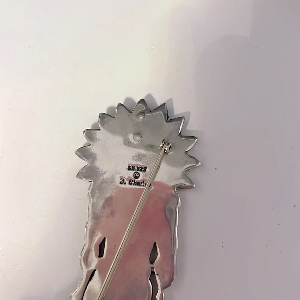Vintage Fred F. Charley Navajo Kachina Dancer Brooch 925 Sterling Sliver Signed - Picture 5 of 5